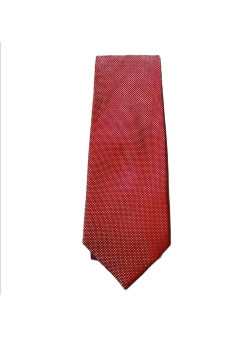 Tommy Hilfiger Y2K 100% Silk Neck Tie Polka Dots Business Casual Red White Mens